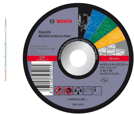 Bosch Univers. pjovimo diskas 125x22,2x1,0 mm MultiCon.