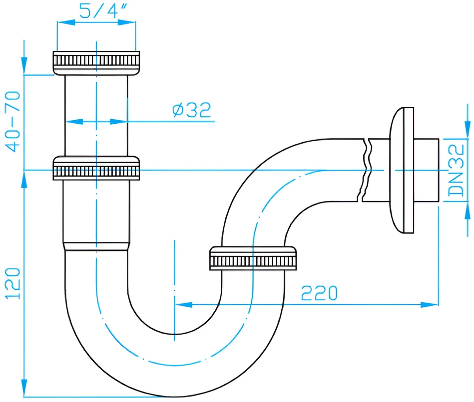 Plastbrno Sifonas EMCR002 Chromuotas 32mm