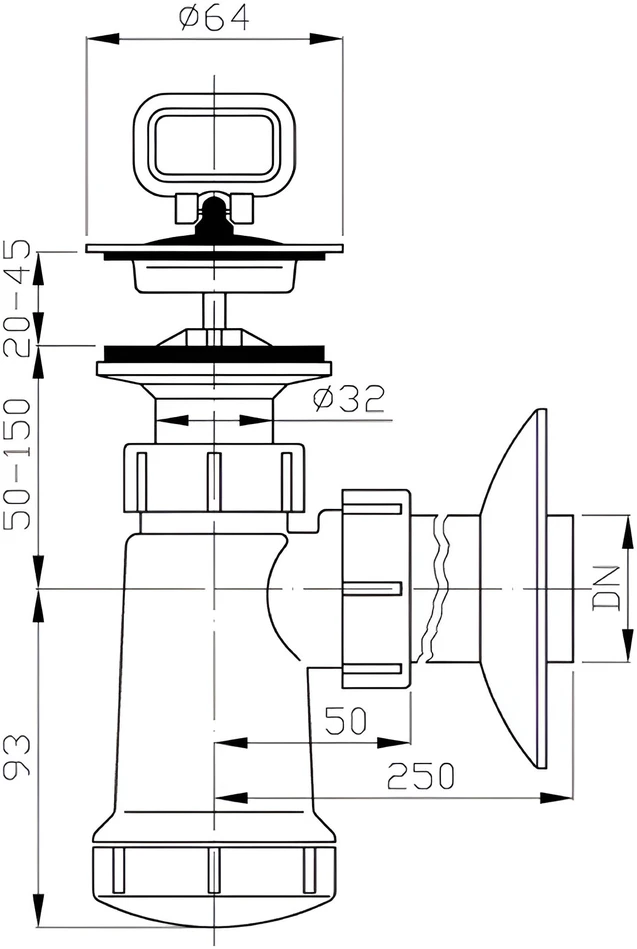 Plastbrno Sifonas išlietnei EU0N342 1 1/4x40mm su išbėgimu