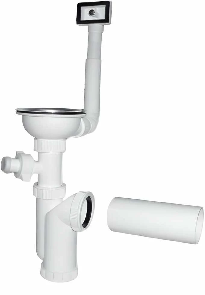 Plastbrno Virtuvės kriauklės sifonas 115 1 2X50 mm su išleidžiamąja anga, perpylimas, v m
