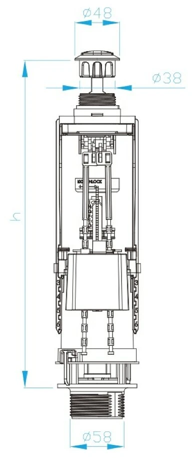 Plastbrno WC nuleidimo mechanizmas OVDC001 Dvigubas mygtukas, chromuotas