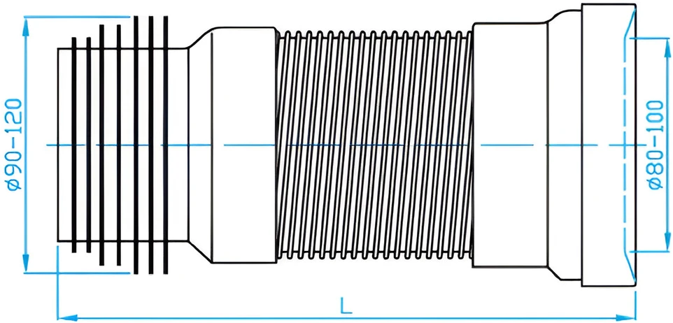 Plastbrno Wc jungtis Flexi Reguliuojamas ilgis 245-530mm