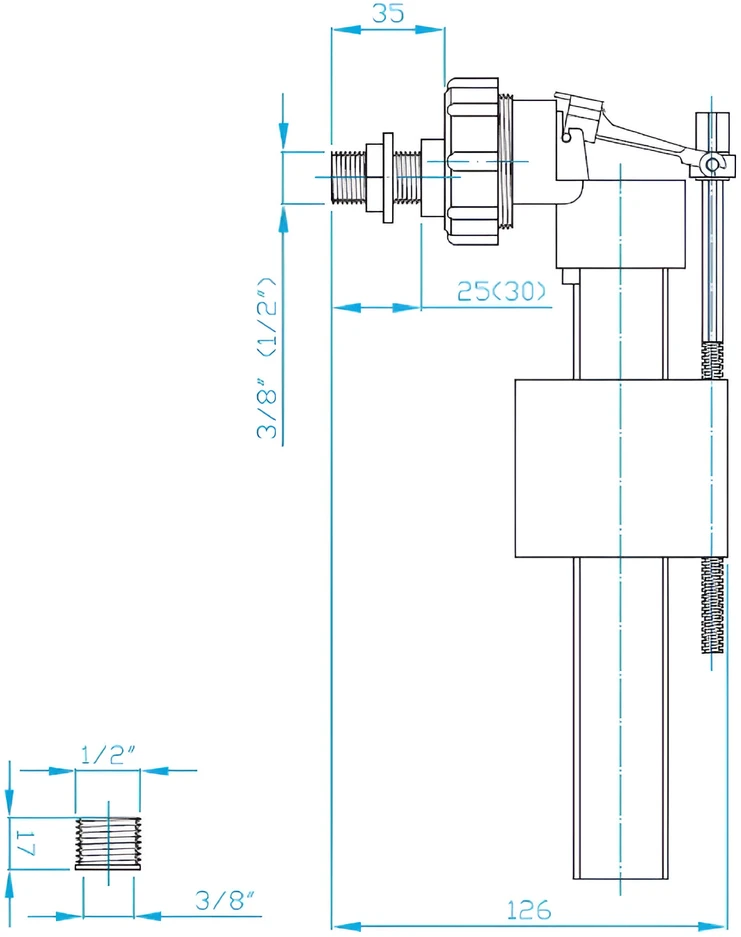 Plastbrno Wc užpildymo mechanizmas ONBP151 Šoninis 3/8+1/2