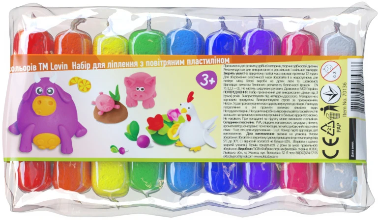 Plastilinas Lovin Air Ligh Clay ETC70136, įvairių spalvų