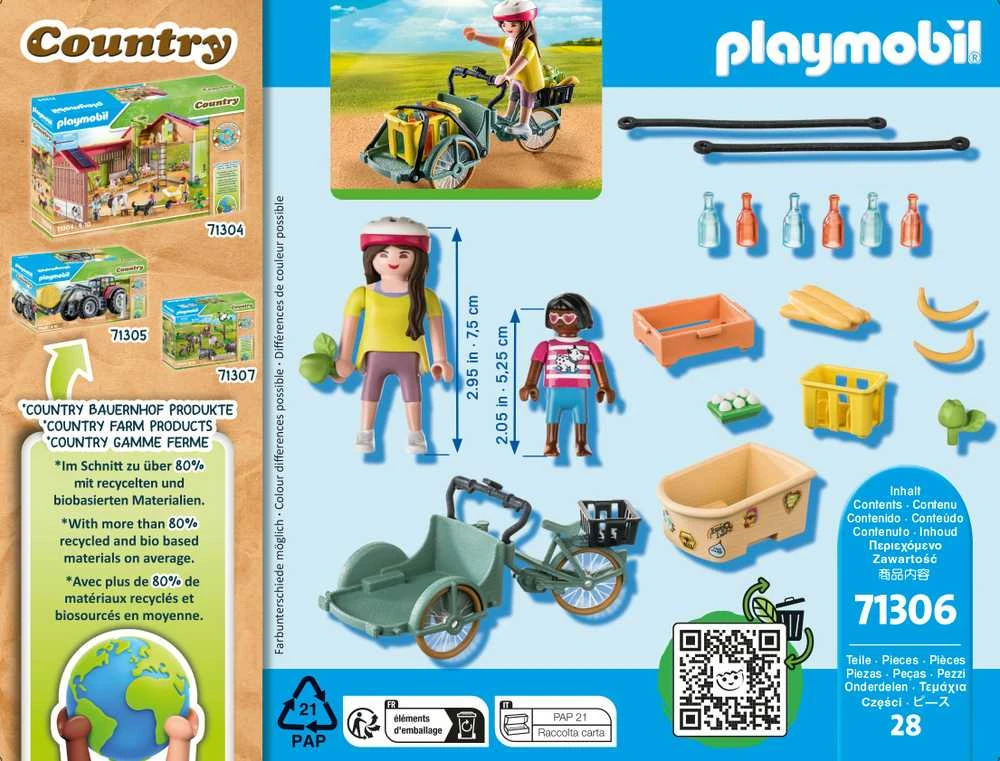 Playmobil Rinkinys su šalies figūrėlėmis 71306 krovininis dviratis