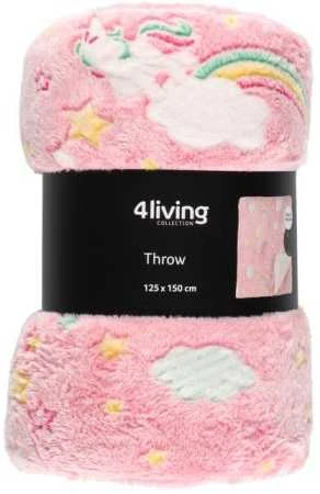 4Living Throw Glow Rainbow švytėjimas tamsoje 125x150cm