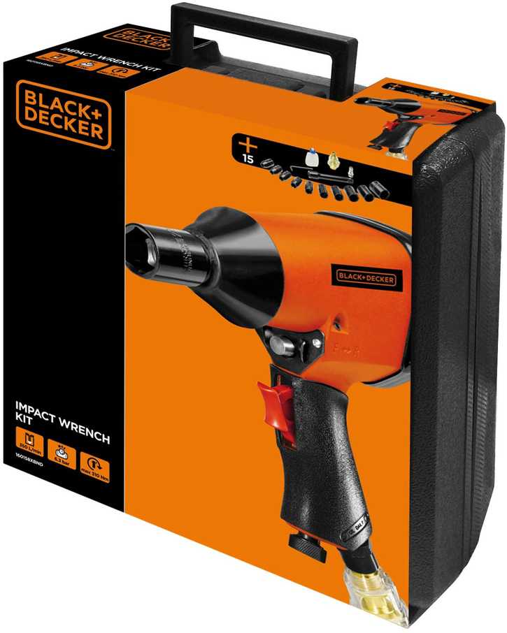Black & Decker Pneumatinis veržliasukis 160158XBND 1/2" 310Nm + smūginės galvos 10 vnt.
