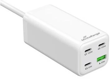 Įkroviklis MediaRange GaN 1x USB-A 3x USB-C 100 W baltas (MRMA124)