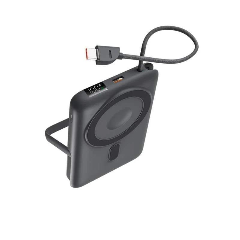Ksix Magnetic Power Bank 10000 mAh, 22.5W, skirtas iPhone ir Apple Watch, Pilkas