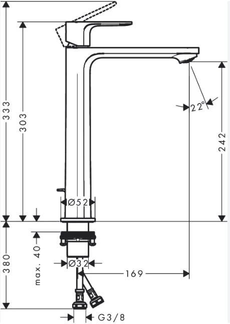Hansgrohe praustuvo maišytuvas Rebris S 240 CoolStart, chromo spalvos (72580000)