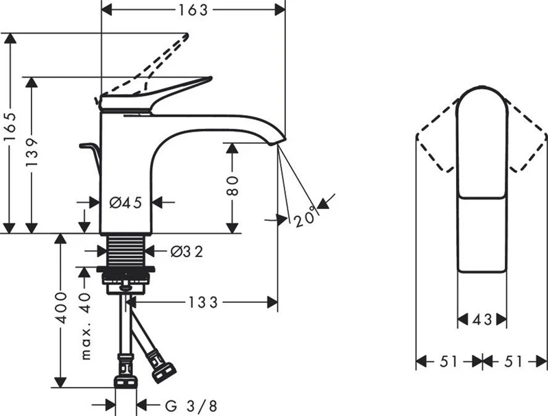 Praustuvo maišytuvas Hansgrohe Vivenis 80, 75010670, juodas matinis