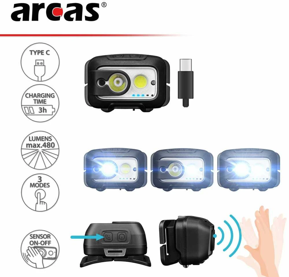 Galvos žibintas Arcas SENSOR, 300 °K