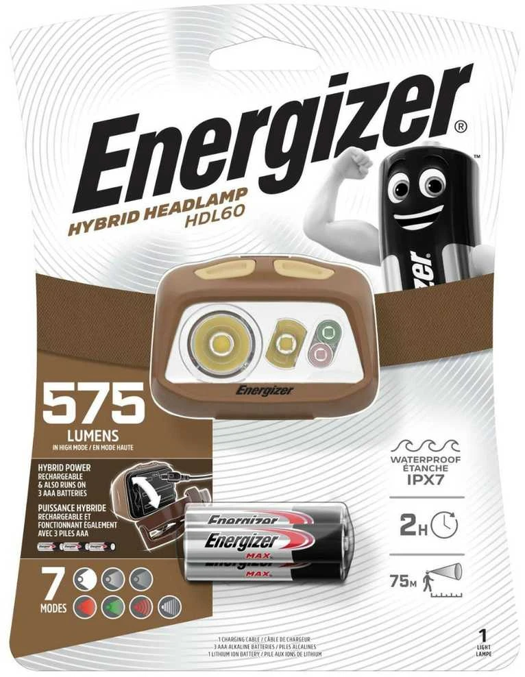 Galvos žibintuvėlis, 575lm, Įkraunamas arba 3xAAA, HDL60, ENERGIZER