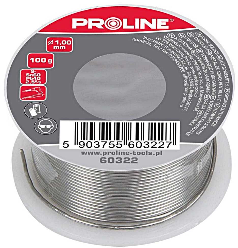 Proline Spoiwo Lydmetalis 60/40/2,5 % fi = 1,00 mm ritė 100 g blisterinėje pakuotėje prolinas