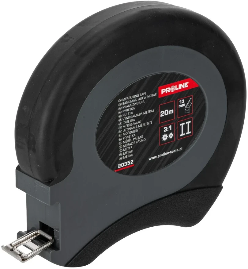 Proline Ritininė matavimo juosta 20 m x 13 mm plieninė matavimo juosta statybos metras