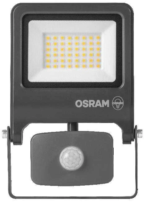 Prožektors ar kustības sensoru, stiprināms pie sienas Osram Endura, 50 W, 5250 lm, 4000 °K, IP44, pelēka