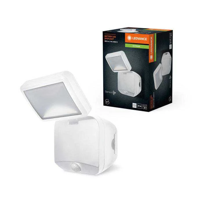 Sieninis šviestuvas Osram 4W LED sieninis lauko šviestuvas, baltas, 4000K, su baterija ir judesio davikliu, IP54