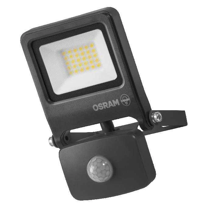 Prožektors ar kustības sensoru, stiprināms pie sienas Osram Endura, 20 W, 1900 lm, 3000 °K, IP44, pelēka
