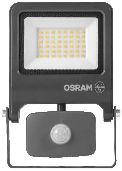 Prožektors ar kustības sensoru, stiprināms pie sienas Osram Endura, 50 W, 5250 lm, 4000 °K, IP44, pelēka