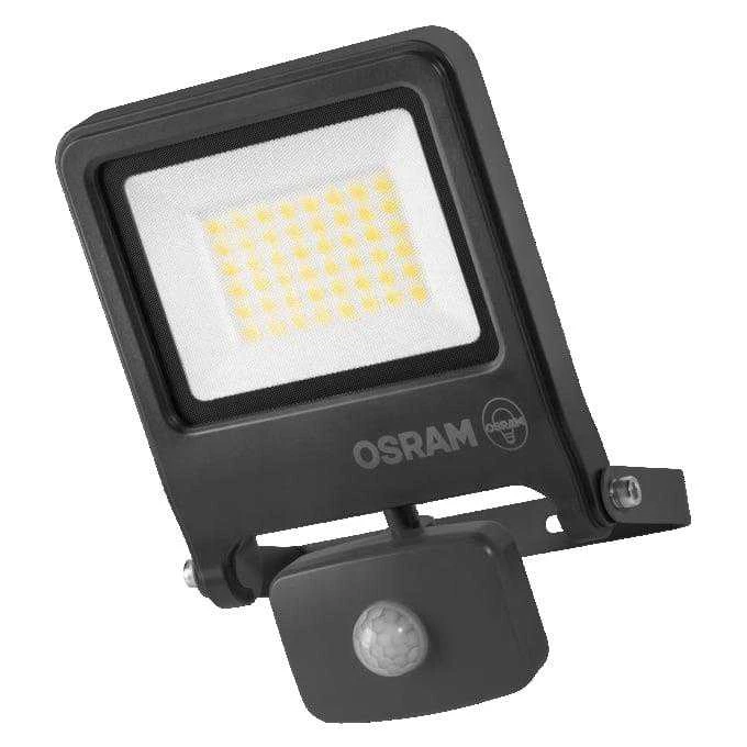 Prožektors ar kustības sensoru, stiprināms pie sienas Osram Endura, 50 W, 5250 lm, 4000 °K, IP44, pelēka