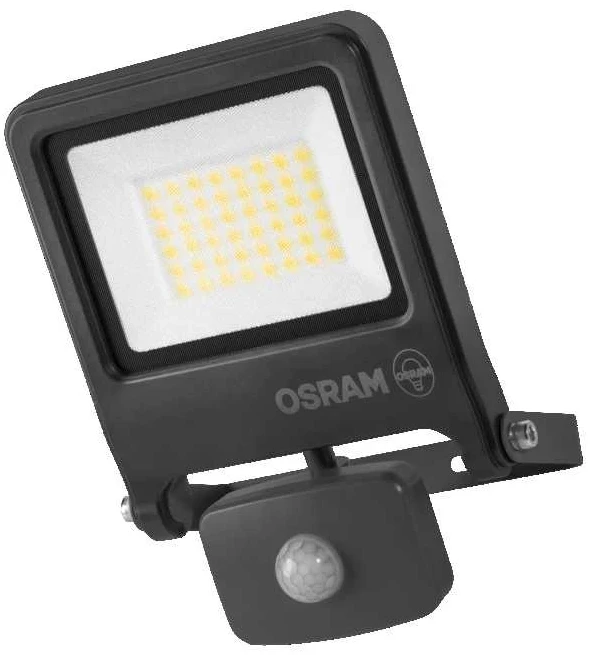 Prožektors ar kustības sensoru, stiprināms pie sienas Osram Endura, 50 W, 5250 lm, 4000 °K, IP44, pelēka