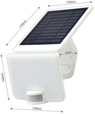 Prožektorius su saulės baterija, tvirtinamas prie sienos Tope, 10 W, 4000 °K, IP44, balta sp.