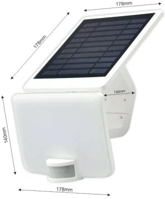 Prožektorius su saulės baterija, tvirtinamas prie sienos Tope, 10 W, 4000 °K, IP44, balta sp.