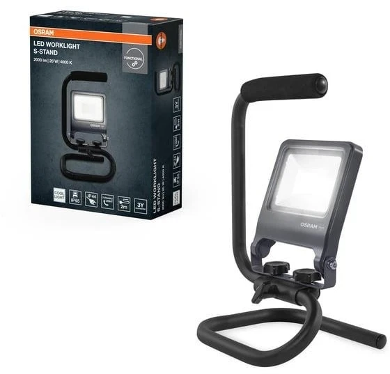 Prožektorius be judesio jutiklio, laisvai pastatomas, Osram, 20 W, 2000 lm, 4000 K, IP65, juodas