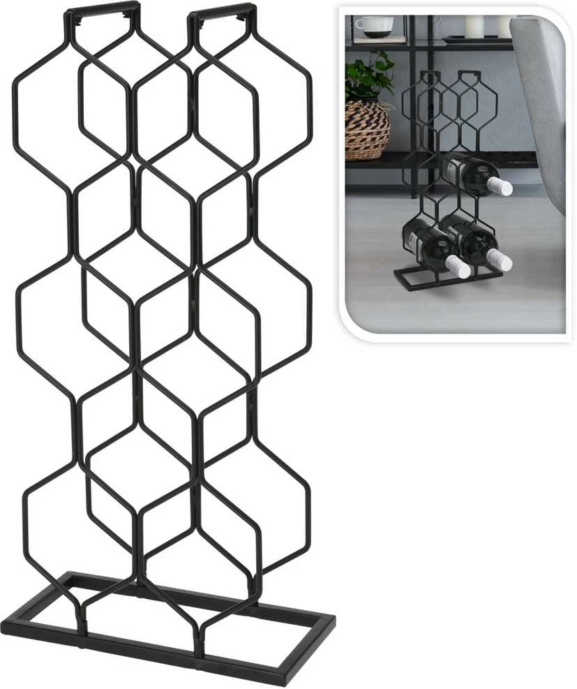Vilde Stojak na wino metalowy, na 8 butelių, aukštis 48 cm