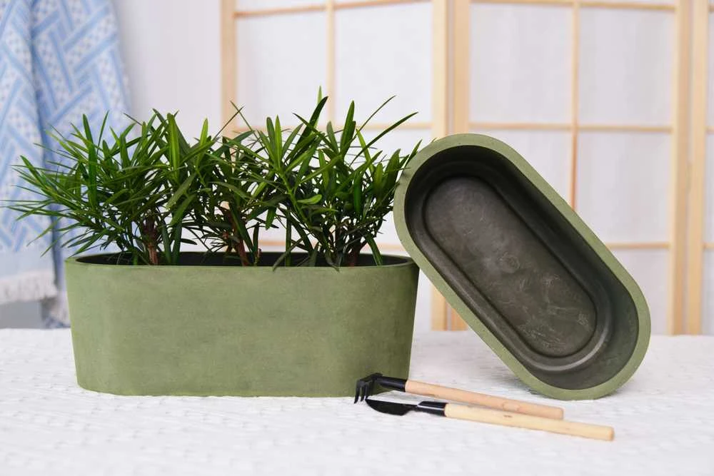 Greenship Gėlių vazonas Domoletti M-18C32, žydras, 32 cm x 16 cm, žalias