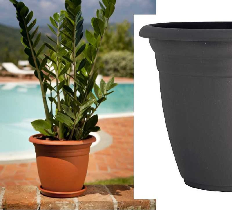 Gėlių vazonas Domoletti TE000027-120, plastmasinis, juodos/pilkos spalvos