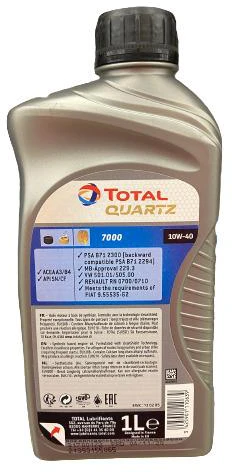 OIL ENGINE TOTAL QUARTZ 7000 10W40 (1L)