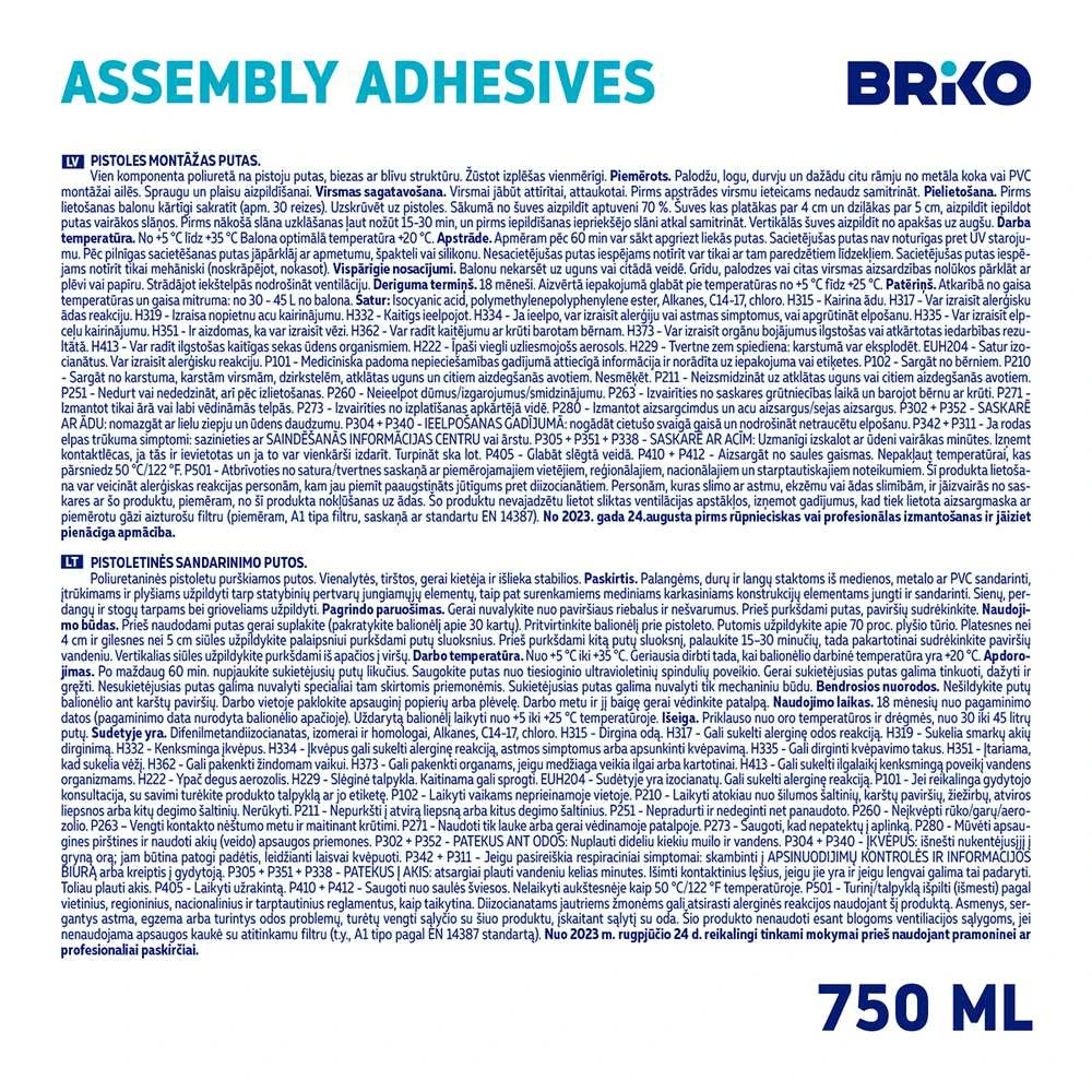 Briko BRK369819 BRIKO GUNFOAM 750ML
