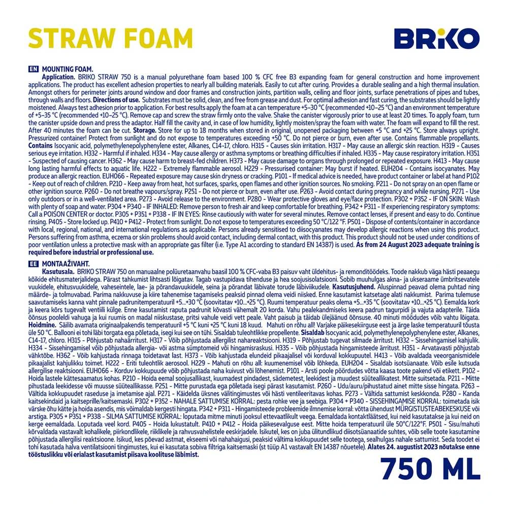 Briko BRK369909 BRIKO MONTAGE FOAM 750ML