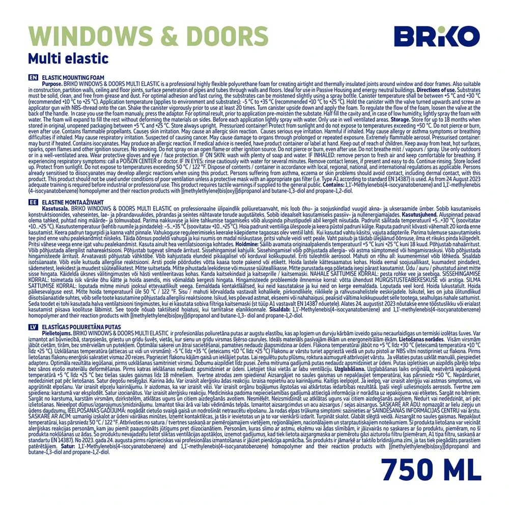 Putas Briko Windows&Doors Elastic, 750 ml, 790 g