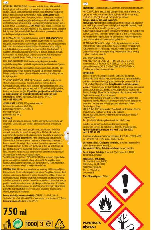 Mkds Putos širšių ir vapsvų lizdams naikinti ATAKA WASP, 750 ml