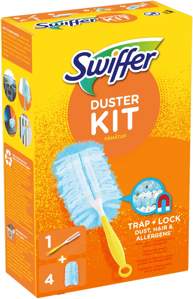 Swiffer Duster Starter Kit Dulkių šepetėlis + šluostelės, 4 vnt