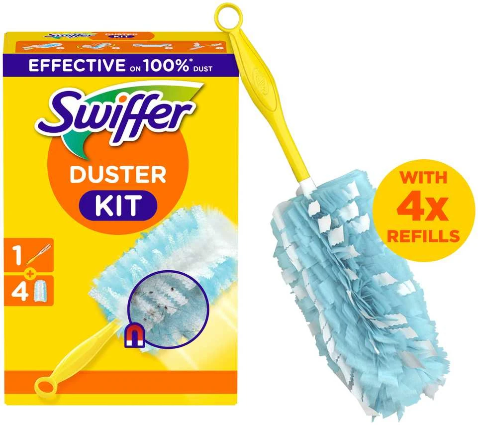 Swiffer Duster Starter Kit Dulkių šepetėlis + šluostelės, 4 vnt