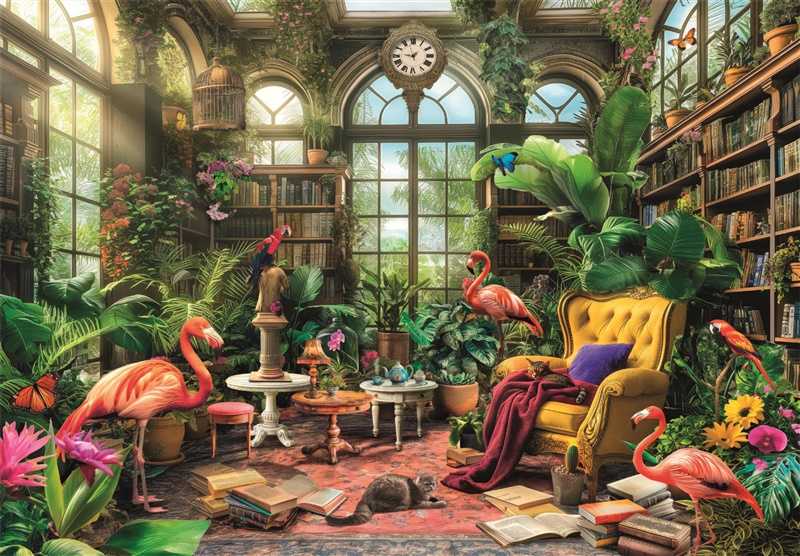 Dėlionė Clementoni Greenhouse Library 39936, 70 cm x 50 cm, 1000 vnt.