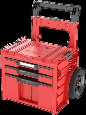 Q-Brick Įrankių dėžė Qbrick System PRO Cart 2.0 Plus Ultra HD Custom, raudonos spalvos, stalčių skaičius: 3