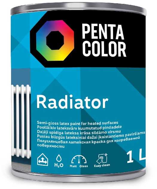 Radiatorių dažai, universalūs Pentacolor Radiator, balta sp., 1 l