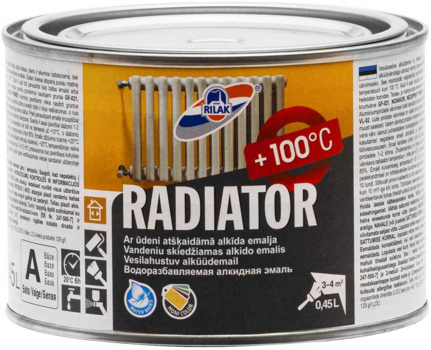 Radiatorių dažai, radiatoriams Rilak Radiator, balta sp., 0.45 l