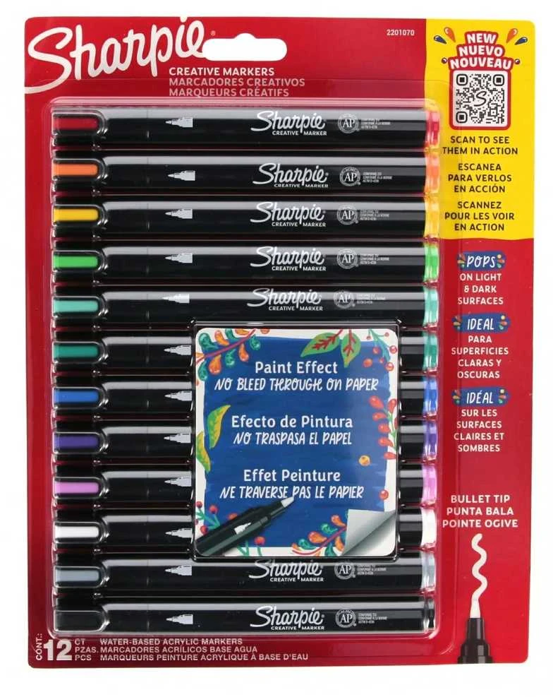Sharpie kūrybinių akrilinių žymeklių rinkinys 12 spalvų - 2201070
