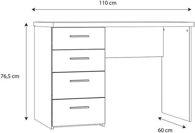Domoletti Biurko MT935-Z12M Balta 110 cm x 60 cm