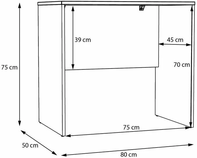 Rašomasis stalas Forte DBBB111-D30F išmatavimų schema