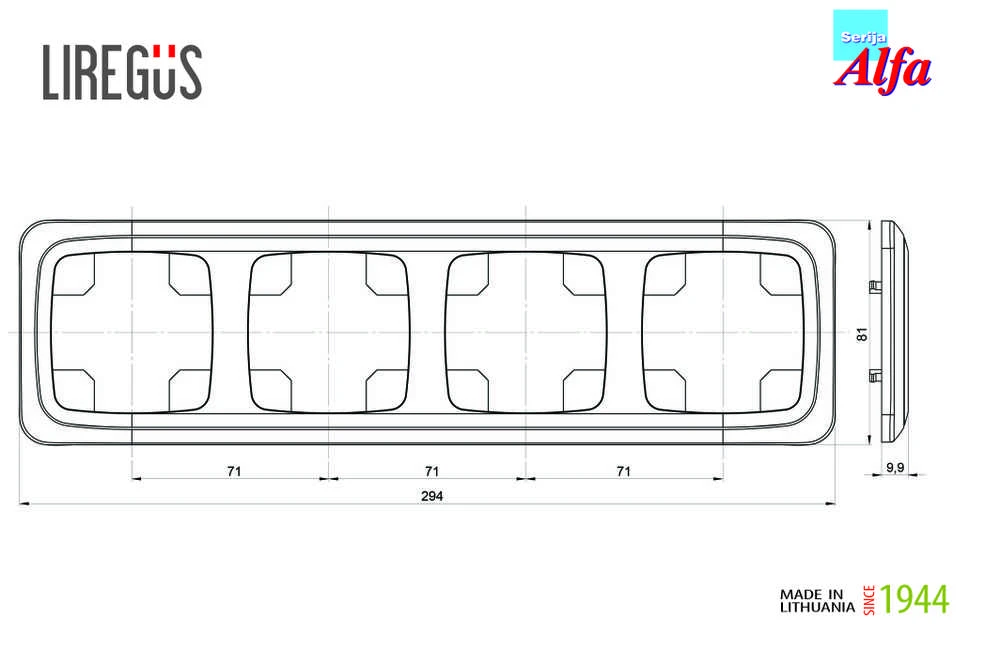 Keturvietis rėmelis LIREGUS ALFA, baltos spalvos