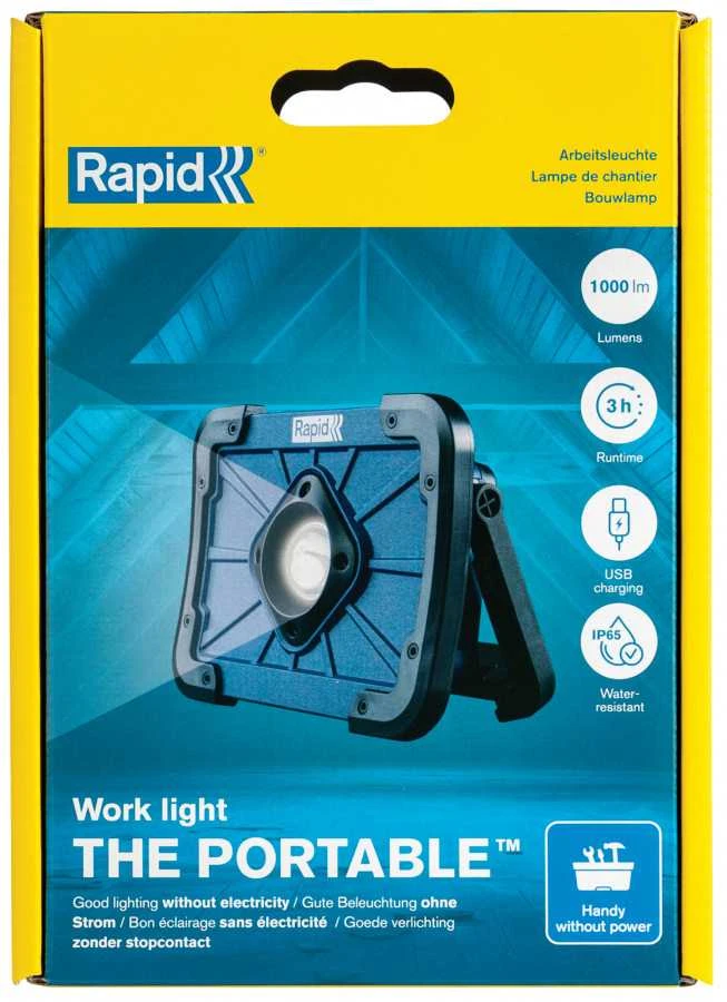 Šviestuvas su integruota ličio jonų baterija THE PORTABLE, 1000 Lm., RAPID