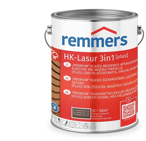 Lazūriniai dažai Remmers HK-Lasur 3in1 [plus] Palisandras RC-720 5 l