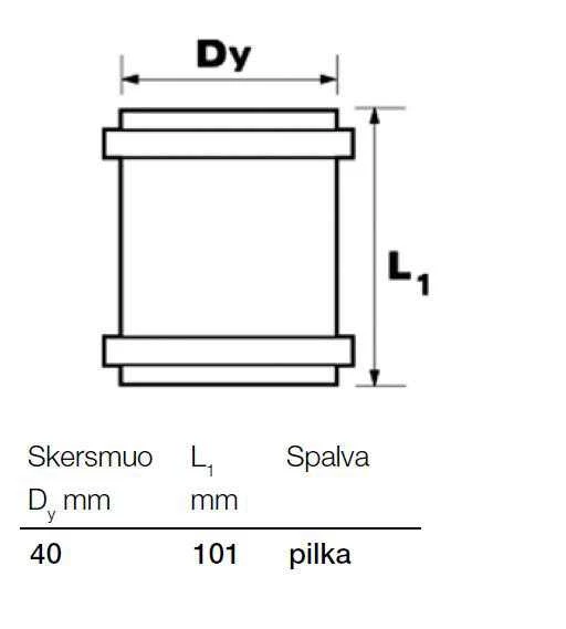 Vidaus kanalizacijos remontinė mova Wavin, Ø 40 mm
