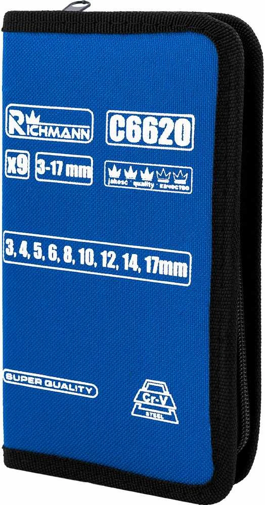 Šešiakampių raktų rinkinys Richmann C6620; 3-17 mm; 9 vnt.